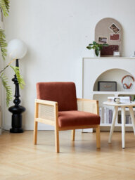 Nordlys Ood Lounge Chair In Rattan And Corduroy Terracotta Countryside Style Living Room - thumbnail 5