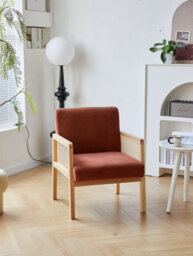Nordlys Ood Lounge Chair In Rattan And Corduroy Terracotta Countryside Style Living Room - thumbnail 4