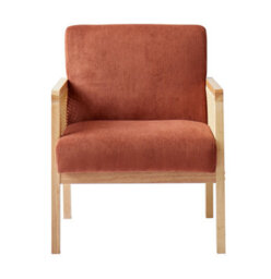 Nordlys Ood Lounge Chair In Rattan And Corduroy Terracotta Countryside Style Living Room - thumbnail 8