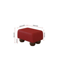 Poppy Red Mahogany Wood Bun Feet Faux Leather Small Footstool  Handmade Uk By Footstools Direct - thumbnail 2