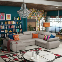 Boston U Modular U Shape Corner Sofa Bed In Living Room Mdf Frame Hr Foam Metal Legs 325X260X85 98Cm Beige Left