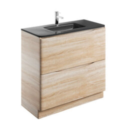 Plum&clay Eden Light Oak Floorstanding Vanity Unit With Grey Glass Basin (W)900mm - thumbnail 4