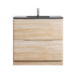 Plum&clay Eden Light Oak Floorstanding Vanity Unit With Grey Glass Basin (W)900mm - thumbnail 2