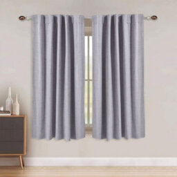 Living And Home Hidden Tab Solid Colour Faux Linen Polyester 100% Curtains Pair Set Of 2 137 X 117 Cm Indoor Use - thumbnail 1