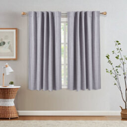 Living And Home Hidden Tab Solid Colour Faux Linen Polyester 100% Curtains Pair Set Of 2 137 X 117 Cm Indoor Use - thumbnail 2