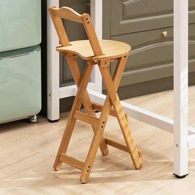 Bamboo Bar Stools Kitchen Breakfast Bar Seat Barstool Foldable Dining Chair - image 1