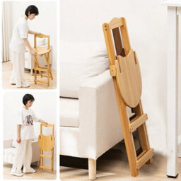 Bamboo Bar Stools Kitchen Breakfast Bar Seat Barstool Foldable Dining Chair - thumbnail 5