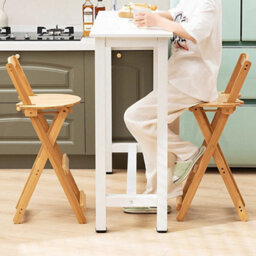 Bamboo Bar Stools Kitchen Breakfast Bar Seat Barstool Foldable Dining Chair - thumbnail 6
