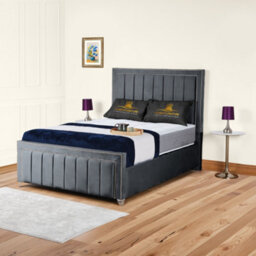 UKBEDFURNITURE Fiona Steel Plush Valvet Upholstered Bed Frame Only - Slatted Base - 48 Inch Headboard