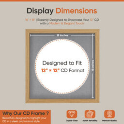 "16X16"" Light Oak Modern Vinyl Record Frame With Mid Grey Mount For 12 Inch Lp Disc - Ak Frames" - thumbnail 2