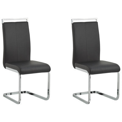 Beliani Set Of 2 Dining Chairs Greedin Faux Leather Black - image 1