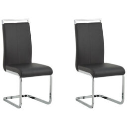 Beliani Set Of 2 Dining Chairs Greedin Faux Leather Black - thumbnail 1