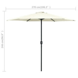 Walplus Garden Parasol With Aluminium Pole 270X246 Cm Sand White - thumbnail 6