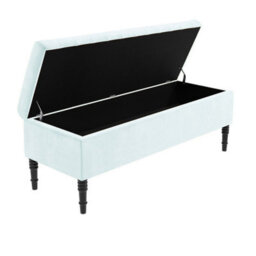 90Cm Paris Striped Ottoman Storage Bench- Plush Velvet Shoe Bench - White Upholstery Footstool With Storage - thumbnail 5