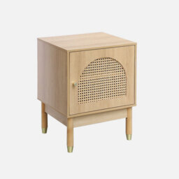 Sweeek - Boheme Bedside Table In Wood And Natural Canework 1 Door 45X40X60Cm - Judith - thumbnail 1