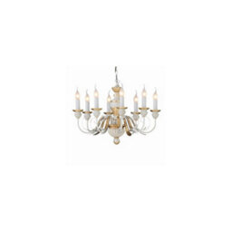Ideal Lux Luminosa Firenze 8 Light Chandelier Ivory, Gold Finish, E14