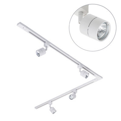 Litecraft Soho White 4 Head 2M L Shape Kitchen Ceiling Light With Led Bulbs - image 1