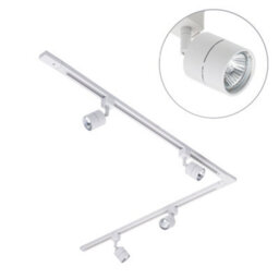 Litecraft Soho White 4 Head 2M L Shape Kitchen Track Light With Led Bulbs