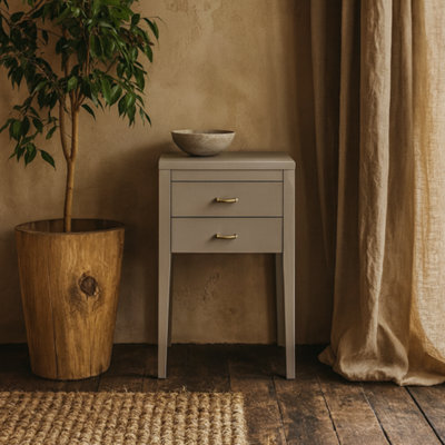 Wyld Haus Fortaleza Mist Grey Wood Grain 2-Drawer Bedside Table - image 1