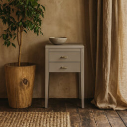 Wyld Haus Fortaleza Mist Grey Wood Grain 2-Drawer Bedside Table - thumbnail 1