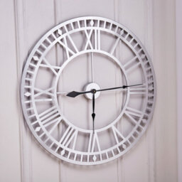 Living And Home Silver Modern Round Large Skeleton Metal Wall Clock Bedroom Decorative With Roman Numerals 80Cm - thumbnail 2