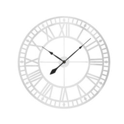 Living And Home Silver Modern Round Large Skeleton Metal Wall Clock Bedroom Decorative With Roman Numerals 80Cm - thumbnail 3