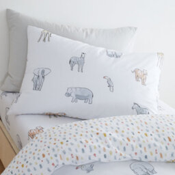 Bianca Fine Linens Bedding Zoo Animals Cotton Duvet Cover Set With Pillowcases Pastel - thumbnail 2