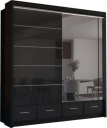 Sliding Wardrobes 4 u LTD Sliding Wardrobes 4U Bradford Modern High Gloss Sliding Door Wardrobe In 3 Colors & Sizes - (Black - W2080mm, H2200mm) - thumbnail 2