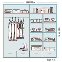 Sliding Wardrobes 4 u LTD Sliding Wardrobes 4U Bradford Modern High Gloss Sliding Door Wardrobe In 3 Colors & Sizes - (Black - W2080mm, H2200mm) - thumbnail 3