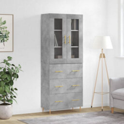 Berkfield Highboard Concrete Grey 69.5X34X180 Cm Engineered Wood - thumbnail 1