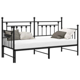 Berkfield Modern Daybed Frame With Trundle Black 80X200 Cm Steel - thumbnail 3