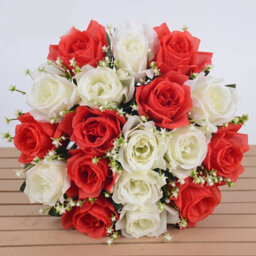 18-Head Light Champagne Artificial Silk Rose Bouquet For Wedding & Home Decor - thumbnail 8
