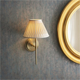 Loops Indoor Antique Brass Plate Wall Light - Ivory Silk Shade - Dimmable 6W Led E14 - thumbnail 4