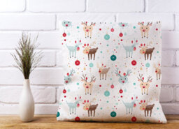 Warren Reed Designer Happy Reindeer With Christmas Lights Cushions 60Cm X 60Cm - thumbnail 2