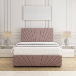 Bsspoke Rose Divan Bed Set Pink Plush Velvet 2Drawers Footend No Mattress & 24Inch Headboard & Footboard In 4Ft 4Ft6 5Ft 6Ft - thumbnail 3