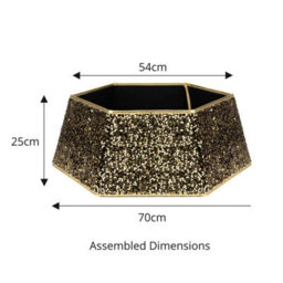 Holly International Christmas Tree Skirt - Gold Sequin - thumbnail 4