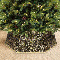 Holly International Christmas Tree Skirt - Gold Sequin - thumbnail 2