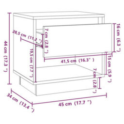 Vidaxl Bedside Cabinet Sonoma Oak 45X34X44 Cm Engineered Wood - thumbnail 3