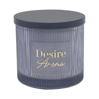 Desire Aroma Ribbed Glass Candle - Amber & Sandalwood - image 1
