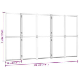 Vidaxl 5-Panel Room Divider Cream White 350X180 Cm Room Dividers - thumbnail 3
