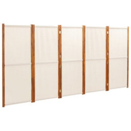Vidaxl 5-Panel Room Divider Cream White 350X180 Cm Room Dividers - thumbnail 2