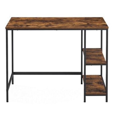 Computer Desk, Writing Desk With 2 Shelves,rustic Brown And Ink Black - image 1