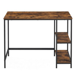 Computer Desk, Writing Desk With 2 Shelves,rustic Brown And Ink Black - thumbnail 1
