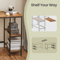 Computer Desk, Writing Desk With 2 Shelves,rustic Brown And Ink Black - thumbnail 5