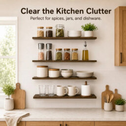 Brown 4Pcs Wall Display Shelves - thumbnail 4