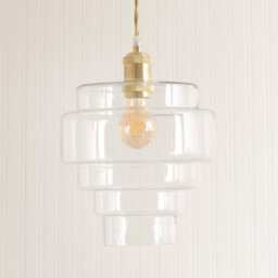 Valuelights Lane Clear Glass 5 Tier Layered Easy Fit Ceiling Lamp Shade With Bulb (D)23.5Cm - thumbnail 2
