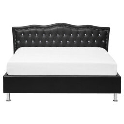 Beliani Bed Faux Leather Metz 160 X 200 Cm (Eu King Size) Black - thumbnail 4