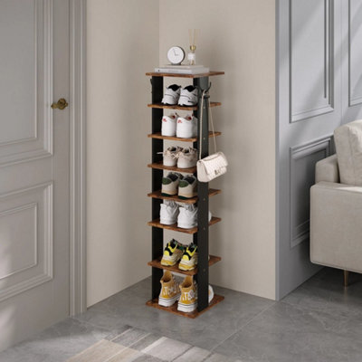 8 Tiers Wooden Slim Tall Shoe Rack Storage Cabinet Space Saving - image 1