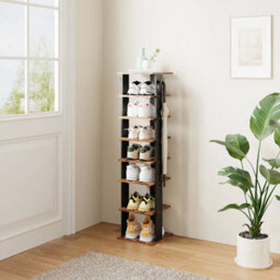 8 Tiers Wooden Slim Tall Shoe Rack Storage Cabinet Space Saving - thumbnail 4