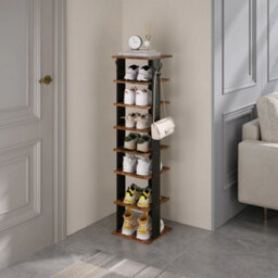 8 Tiers Wooden Slim Tall Shoe Rack Storage Cabinet Space Saving - thumbnail 1